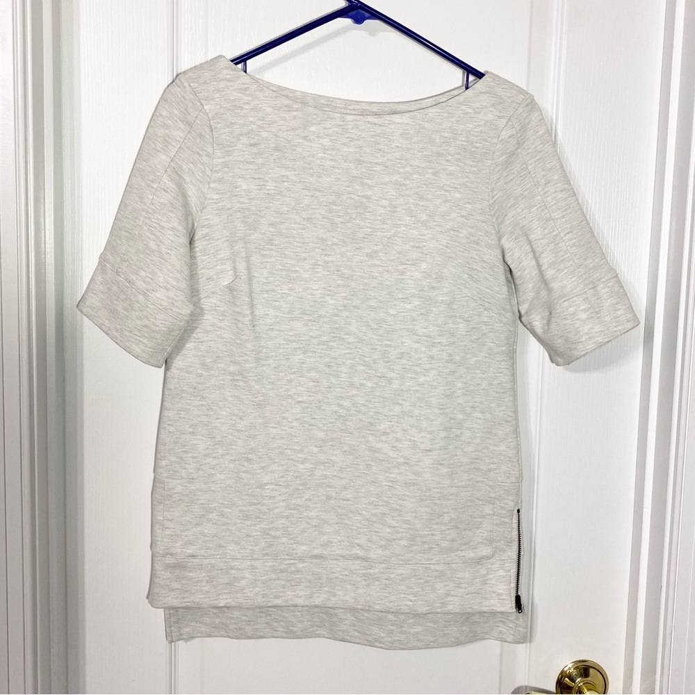 Vintage French Connection Side Zip Boat Neck Heavy Knit Tunic Top Gray Size XS